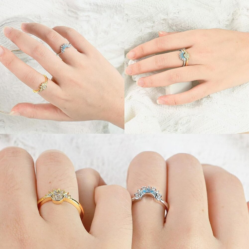Sun And Moon Ring Set Stackable Rings For Women, … - image 4